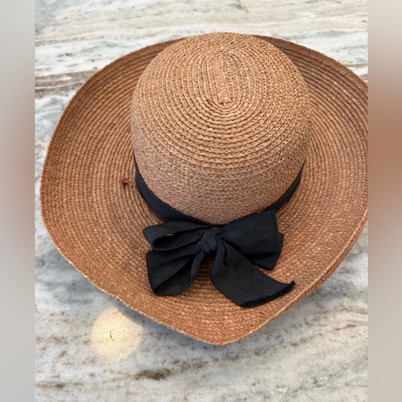 Helen Kaminski Newport Raffia Hat Tan with Black Ribbon and Bow Nougat/Midnight main image 8